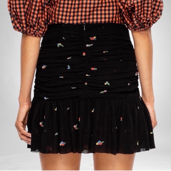NEW GANNI Printed Georgette Mini Skirt Blk SZ 4/36 - Picture 3 of 12